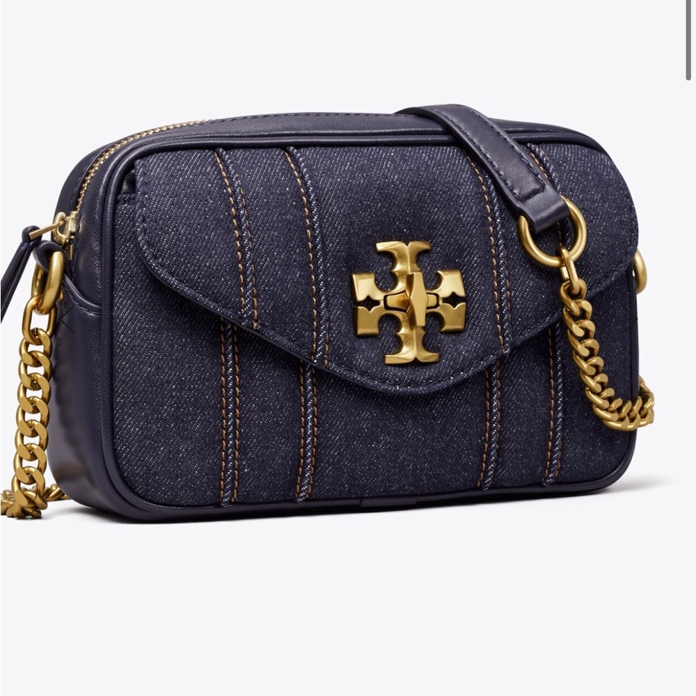 Tory Burch Kira Denim Mini Camera Bag - denim crossbody with tags